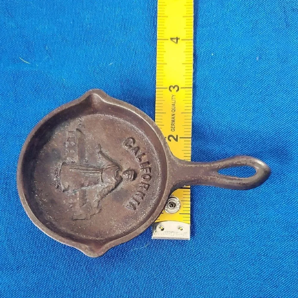 Vintage California Cast Iron Mini Ashtray Spoon Rest Small Skillet 3 Legged